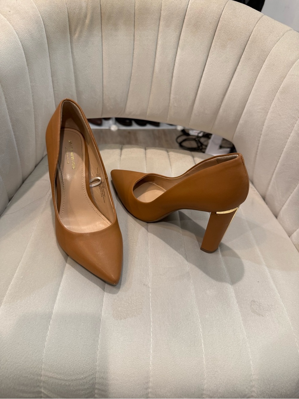 Marc By Marc Jacobs Cognac Pointed-Toe Block Heel Pump